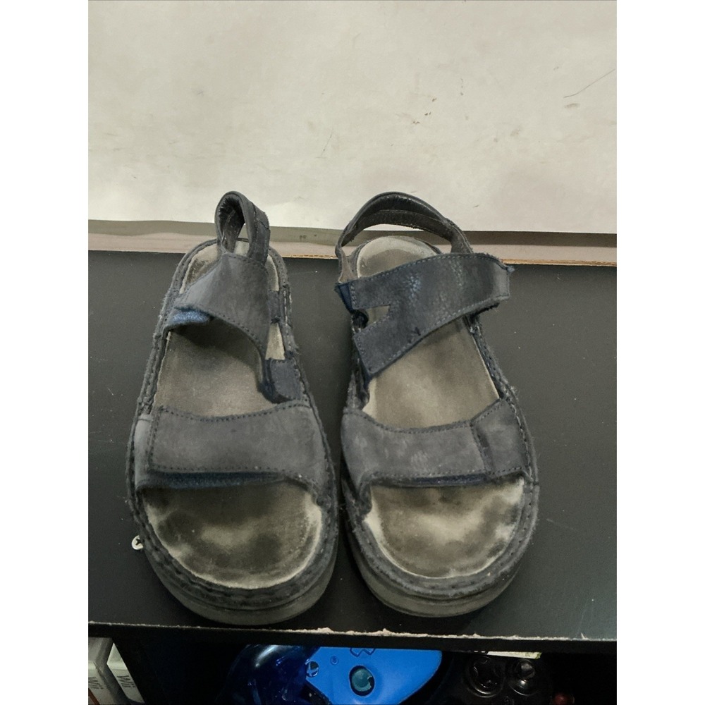 Naot Womens Enid Sandals Blue Leather Hook Loop Comfort 38 US 7